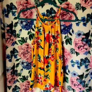 Loose halter floral tank